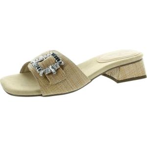 imageAnne Klein Womens Naomi Buckle Leather Block HeelsRaffia