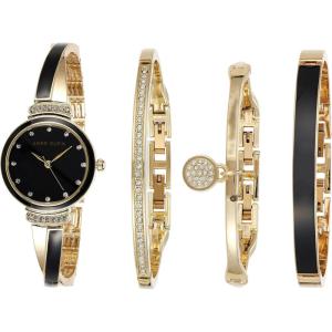 imageAnne Klein Womens Premium Crystal Accented Bangle Watch SetGoldBlack