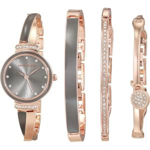 imageAnne Klein Womens Premium Crystal Accented Bangle Watch SetRose GoldGrey