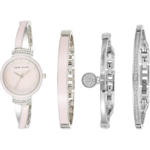 imageAnne Klein Womens Premium Crystal Accented Bangle Watch SetSilverPink