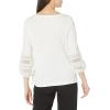 imageAnne Klein Womens Harmony Knit 3q Balloon SLV Lace TrimBright White
