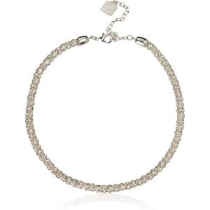 imageAnne Klein SilverTone Crystal Glass Tubular Pave Collar Necklace 16quot