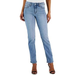 imageAnne Klein Womens High Rise Stretch Straight Leg JeansHampton BlueWhite