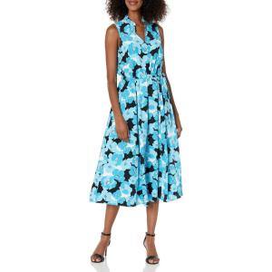 imageAnne Klein Womens Long Drawstring Waist Midi DressAqua Combo