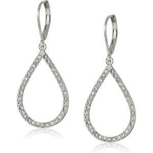 imageAnne Klein Womens Pierced Earrings Pave Tubular HoopSilver