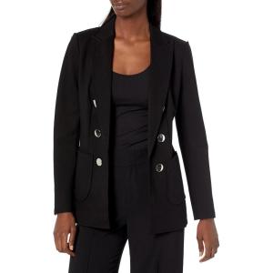imageAnne Klein Womens Faux Double Breasted Patch Pocket JacketAsphalt