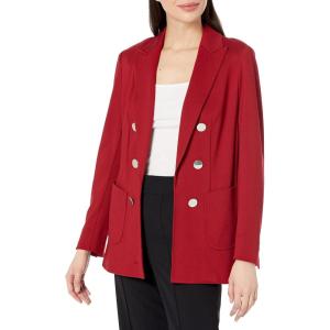 imageAnne Klein Womens Faux Double Breasted Patch Pocket JacketSangriaSangria