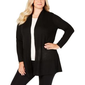 imageAnne Klein Womens Plus Size Long Cardigan WWaist SeamAnne BlackAsphalt