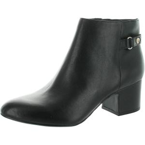 imageAnne Klein Womens Hilda Snake Print Leather Ankle BootsBlack Leather