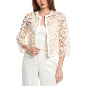imageAnne Klein Womens Lace Framed Cardigan Jacket W ScallopedWhite DoveCanvas