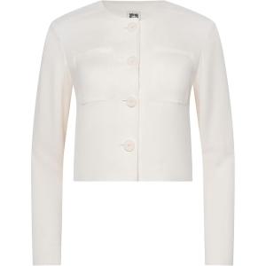 imageAnne Klein Womens Linen Button Front Jacket W Patch PocketWhite Dove