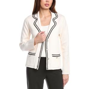 imageAnne Klein Womens Notch Cllr Long Blazer W Braid TrimWhite Dove