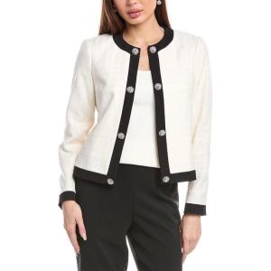 imageAnne Klein Womens Tweed Framed CardiWhite DoveAnne Black