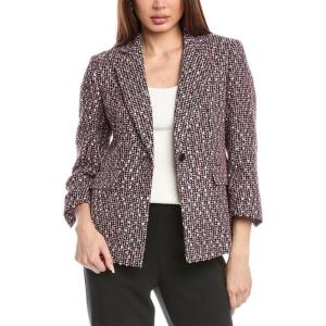 imageAnne Klein Womens Tweed Notch Collar Jacket with Flap PktsAnne Black Multi