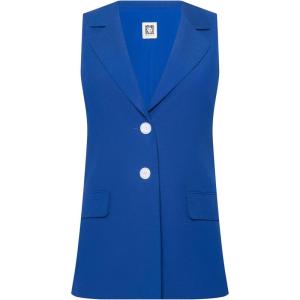 imageAnne Klein womens Linen 2 Button Notch Collar VestSantorini Blue