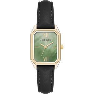 imageAnne Klein Womens Leather Strap WatchGreenBlack