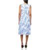 imageAnne Klein Womens Jewel Neck Pleated Skirt Midi DressBright White Multi