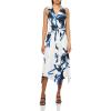 imageAnne Klein Womens Floral Print Midi DressBright White Multi