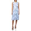 imageAnne Klein Womens Jewel Neck Pleated Skirt Midi DressBright White Multi