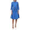 imageAnne Klein Womens Three Quarter Sleeve MidiSantorini BlueBrt Wht