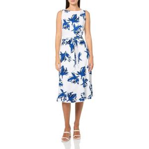 imageAnne Klein Womens Fit and Flare MidiSantorini Blue Multi