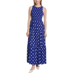 imageAnne Klein Womens Smocked Bodice Tiered DressSantorini BlueBrt Wht
