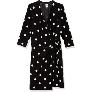 imageAnne Klein womens Printed Ity Classic Wrap DressAnthraciteAmethyst