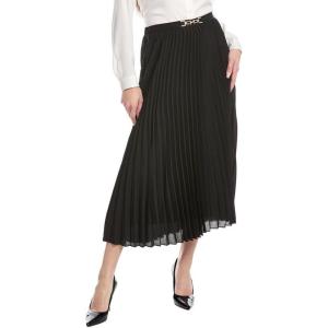 imageAnne Klein Womens Pull on Flat Frt Belt Pleated Skirt LinAnne Black