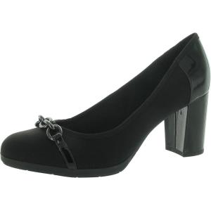 imageAnne Klein Womens Caitlyn Chain Block Heel Loafer HeelsBlack Stretch