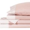 imageAnne Klein Westhill Dot 100 Cotton Sateen Sheet Set with Flat Sheet Fitted Sheet PillowcasesTwin BlushBlush