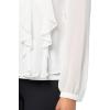 imageAnne Klein Womens Bttn Frt Cascade Ruffle Long Sleeve BlouBright White