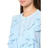 imageAnne Klein Womens Bttn Frt Cascade Ruffle Long Sleeve BlouOpal Blue