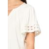 imageAnne Klein Womens Harmony Knit Pleat Nk Bell SLV Top W LacBright White