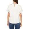 imageAnne Klein Womens Harmony Knit Pleat Nk Bell SLV Top W LacBright White