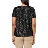 imageAnne Klein Womens Sequin W Triple Mesh Ss Banded TeeAnne Black