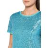 imageAnne Klein Womens Sequin W Triple Mesh Ss Banded TeePool Blue