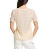 imageAnne Klein Womens Sequin W Triple Mesh Ss Banded TeeSoft Latte