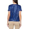 imageAnne Klein Womens Sequin W Triple Mesh Ss Banded TeeVibrant Cobalt