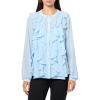 imageAnne Klein Womens Bttn Frt Cascade Ruffle Long Sleeve BlouOpal Blue