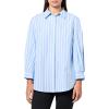 imageAnne Klein Womens Bttn Frt Shirt W Pleated 3qrtr SLVSSurf BlueBright White