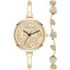 imageAnne Klein Womens Floral Dial Bangle Watch and Premium Crystal Accented Bracelet SetGold
