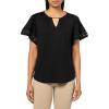 imageAnne Klein Womens Harmony Knit Pleat Nk Bell SLV Top W LacAnne Black