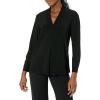 imageAnne Klein Womens Long Sleeve Button Cuff V Neck TopAsphalt