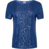 imageAnne Klein Womens Sequin W Triple Mesh Ss Banded TeeSantorini Blue