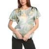 imageAnne Klein Womens Ss Blouse W Bateau NecklineSoft Aloe Multi