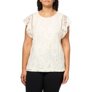 imageAnne Klein Womens Blssm Flttr SLV Tank W Ladder LaceWhite Dove