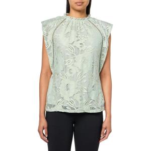 imageAnne Klein Womens Blssm Lace Sl Ruffle Nk Top W Ladder LacSoft Aloe
