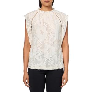 imageAnne Klein Womens Blssm Lace Sl Ruffle Nk Top W Ladder LacWhite Dove
