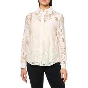 imageAnne Klein Womens Blssm Lace W CDC Ls Button Down W CamiWhite Dove