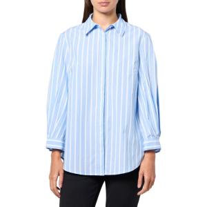 imageAnne Klein Womens Bttn Frt Shirt W Pleated 3qrtr SLVSSurf BlueBright White